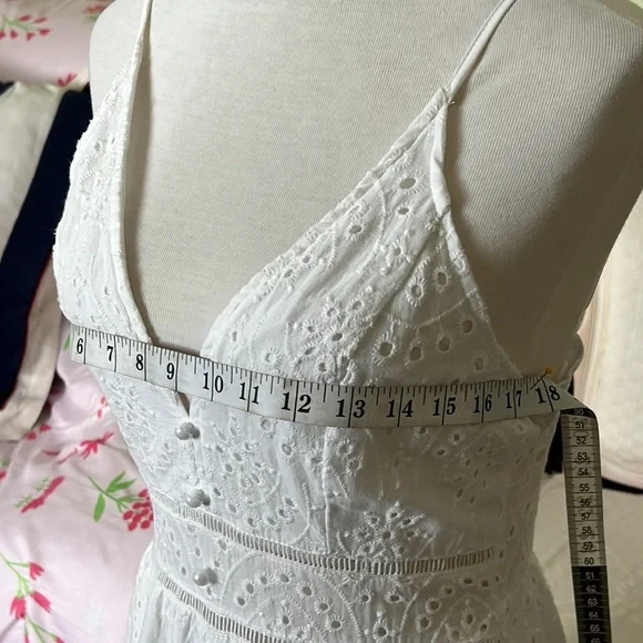Simplee White Babydoll Eyelet Crochet Maxi Dress - Picture 5 of 15